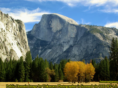 Ahwahnee Meadow View of Half Dome, Yosemite National Park.