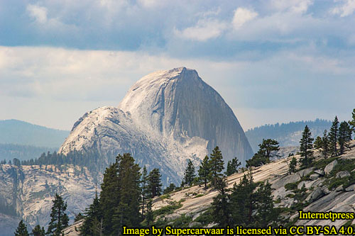 Close-up view of Half Dome from Olmsted Point, Yosemite National Park