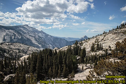 Wide angle view of Half Dome from Olmsted Point, Yosemite National Park