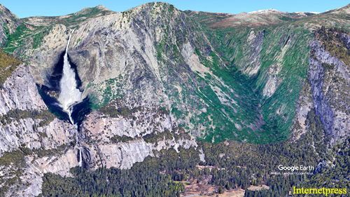 Yosemite Falls viewed from across the valley.